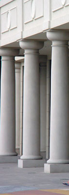 Greek Doric columns at Portofino Shopping Center in Shendandoah, TX